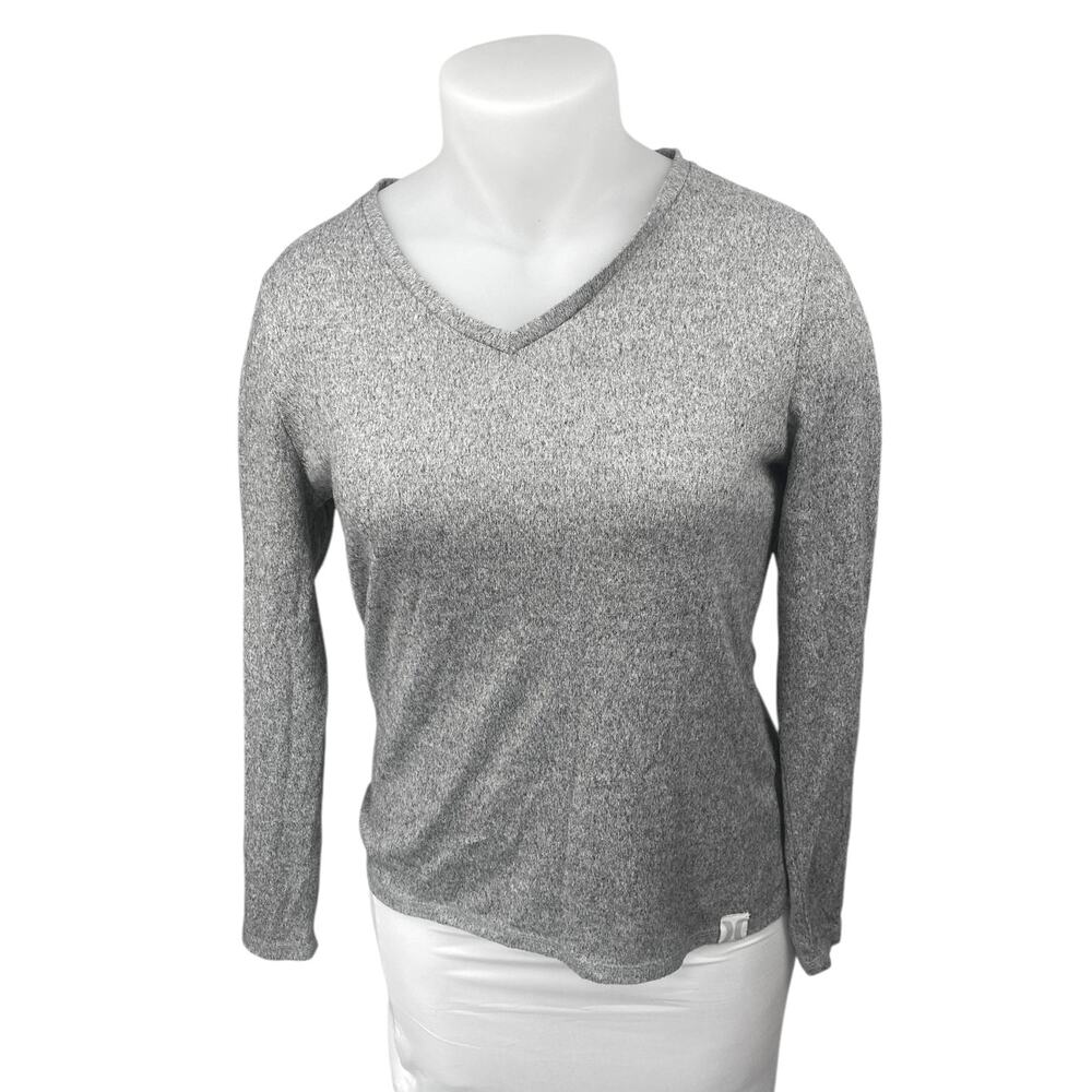 Hurley Women's Gray Knit Long Sleeve V-Neck Active Sweatshirt  Sweater Top Sz XL